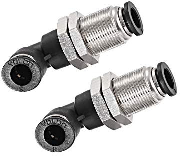 Sourcing Map 2 extrémités Tube 8 mm Coude de Verrouillage Push Lock, M16 Forme L Raccords d'air Union Lot de 2