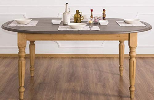 Casa Padrino Landhausstil Esstisch Grau/Hellbraun 180 x 120 x H. 78 cm - Ovaler massivholz Küchentisch mit Eichenholz Tischplatte
