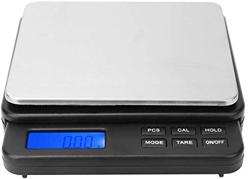 Digitale Küchenwaage, Hochpräzise Elektrische Lebensmittelwaage mit Blau Beleuchtetem Display 1000 g/0,01 g Leuchtende LCD Anzeige Hochpräzise Elektronische Waage(Schwarz)