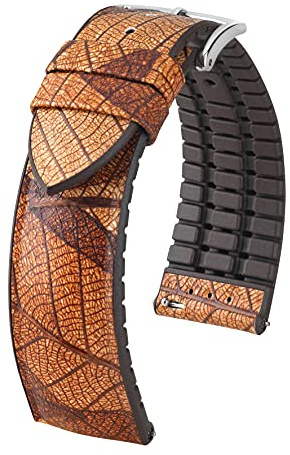 HIRSCH Unisex Performance Uhrenarmband Modell Leaf 22 mm Braun