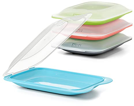 PracticDomus Lote de 4 Porta Embutidos y Alimentos Sistema Fresh Mini Conservación Óptima de Lonchas en Nevera