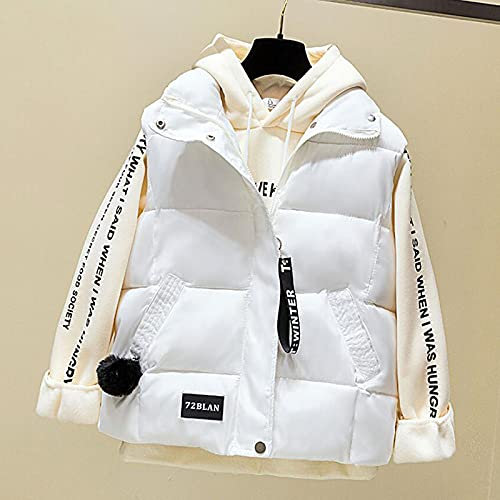 KHJH Doudoune Femme sans Manches, Gilet Matelassé Gilet Matelassé Léger À Revers avec Pompon Gilet Matelassé Casual Veste sans Manches Rembourrée Steppweste pour La Randonnée Femme Ado Fille Burea