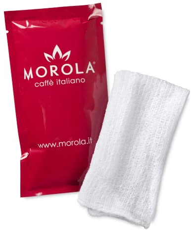 Morola Caffè Italiano - Lingettes Humides en Coton - 50 pièces - Ensachées individuellement - Lingettes jetables parfumées au citron - Restaurants