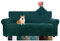 CHELZEN Samt Couchbezüge 3-Sitzer Dicke Stretch Sofa Bezüge für Hunde Haustiere rutschfeste Sofa Slipcover Waschbare Möbel Schutz für Wohnzimmer (3 Sitzer, Schwarzgrün)