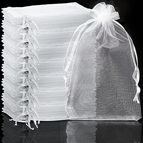Lonely high heels 100 Stück Schmuckbeutel Organzasäckchen 10x15 cm Organza Säckchen Geschenkbeutel für Festival Party Hochzeit und die tägliche Platzierung von Schmuck Kosmetik Süßigkeiten (Weiß)