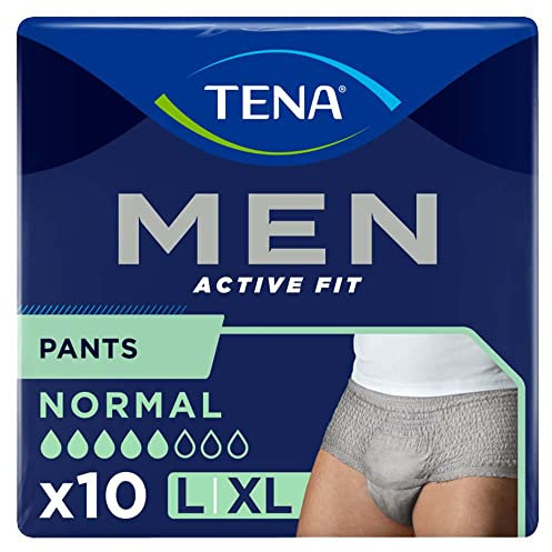 TENA Men Active Fit Pants Normal - Large/Extra Large (4 Packs of 10), Grey