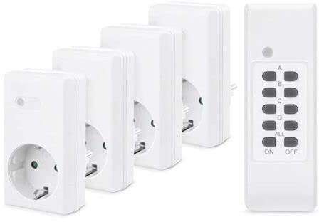 PERFECT Funksteckdosen - mit Fernbedienung bis 30m - 1100 W - 220 V - weiß - 4er Set