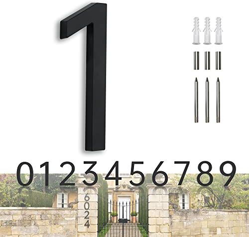 YLYOUNI Números de Casa Flotantes Números Para Casas Altura 7in /17,8 cm Numero Casa Exterior Personalizable Numeros Negro para Decoración de Buzones/Puerta/Jardín 1