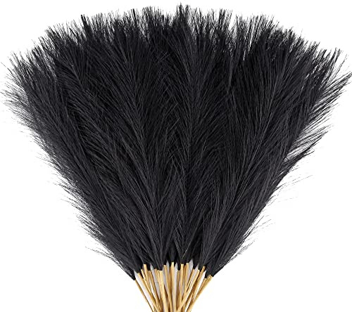 Acfruits Pampas Grass Small, 30 Pcs 17 Faux Pampas Grass Short Decor, Pompas Grass Flower Arrangement and Vase Filler for Boho Home Wedding Decoration (Black)