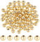 BENECREAT 80 Stück Echte 18K Vergoldete Runde Messingperlen, 4x3 mm Goldene Stopperperlen Schiebeperlen Mit Gummi Innen Für Halsketten, Armbänder Und Schmuckherstellung, Bohrung: 1 mm