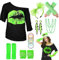 WILDPARTY 80er 90er Jahre Outfit Damen, T-Shirt, Beinwärmer, Stirnband, Ohrring, Halskette, Netzhandschuhe, 80er 90er Jahre Kostüm Mottoparty Accessoires Kleidung Neon Party Karneval Fasching JD