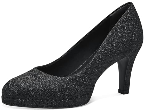 Tamaris Damen Pumps Textil Vegan Stilettoabsatz; BLACK GLAM/schwarz; 36