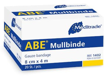 Meditrade ABE® Mullbinde - 20 Stück - 4 cm x 4 m | Packung (20 Stück)
