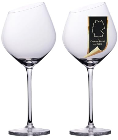 INTIRILIFE 2x Wein Glas mit moderner Kante - 470 ml Füllmenge - Rotwein Glas Kelch Spülmaschinenfest Kristallglas stoßfest