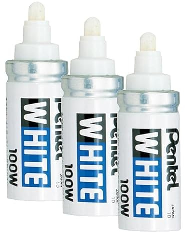 Pentel Bullet Tip Broad Marker - White (Pack of 3)