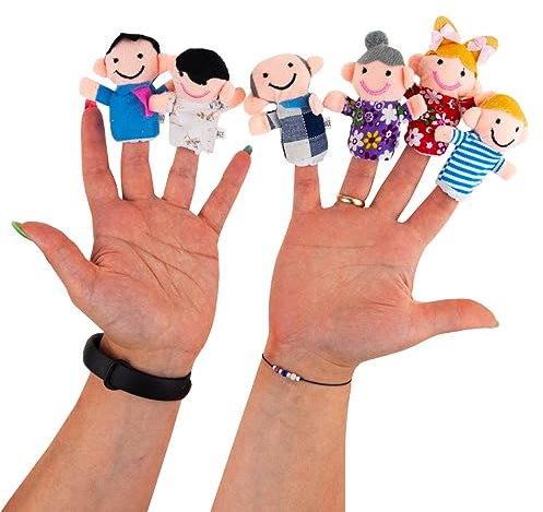 PLÜSCHWELPE PUPPERS- 6 Stück Theater Familie Fingerpuppen-Set für Kinder, Familie, Fingerpuppen-Set, Plüschpuppen, Kinderspielzeug, zum Geburtstag