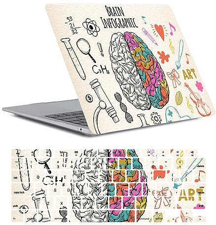Laptop Hülle für Neues MacBook Air 13 Zoll Modell A1932 A2179 A2337 M1 mit Retina Display and Touch ID 2020 2019 2018 Freisetzung, Plastik Hartschale Case Cover & Tastaturschutz, Kreatives Gehirn