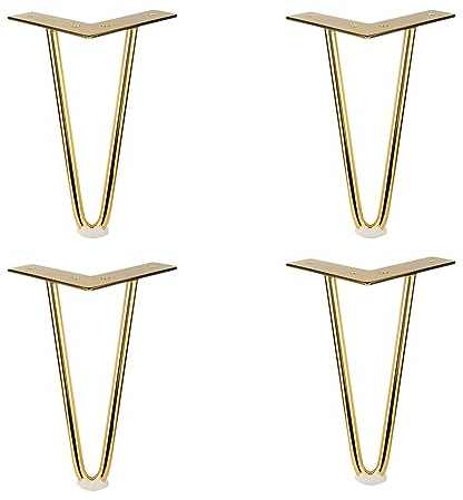 4 Stück Haarnadel Tischbeine,Haarnadelbeine aus Metall,DIY Metall Möbelfüße,Goldene Möbelfüße Stützen Beine,für Sofa Kommode Nachttisch Schrank Schuhschränke (300mm/11.8in)