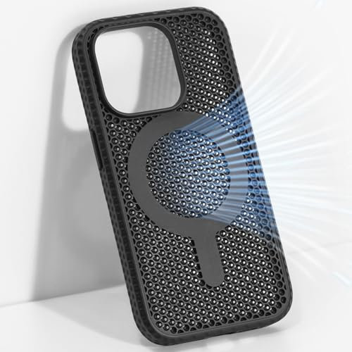 mimicat iPhone Case with Heat Dissipation Magnetic: Effective Cooling Down iPhone 15 Pro Max - Protective Black Case