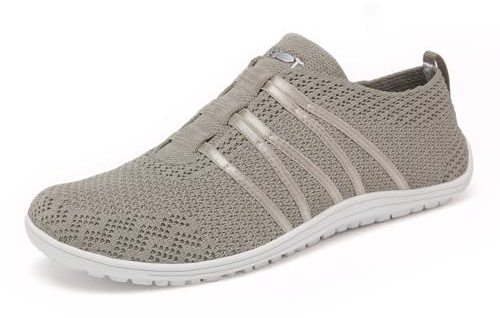 Merdoo Barefoot Shoes Femme Homme Semelle Zéro Drop Chaussures Pieds Nus Ete Respirantes Fitness Sneakers Confort Chaussures de Marche Basket Trail Chaussures Minimalistes Unisexe Beige 43EU