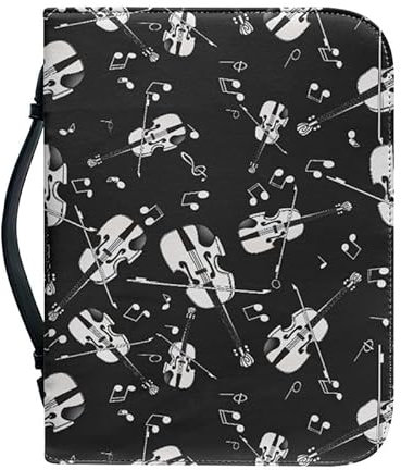Garronmavis Musiknoten Violinen Reißverschluss Bibeltasche für Frauen Männer Künstlerische Violine Bibelträger Musik Partitur Bibelhalter Taschen – M