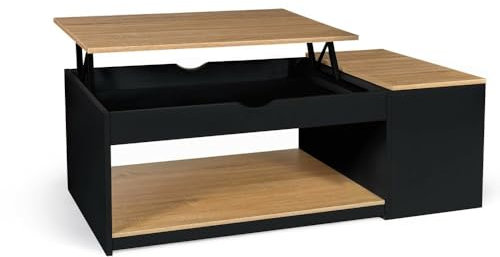 FACILITYS Table Basse avec Plateau relevable Effet Bois - Style Industriel