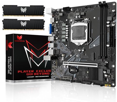 SHANGZHAOYUAN H511M PRO Motherboard with 2 * 8GB 2666MHz DDR4 RAM, LGA 1200 Motherboard for 10th 11th Gen CPUs (Micro ATX, Dual-Channel DDR4, SATA 3.0, USB 3.0, NVME M.2, PCIe 3.0, Gigabit LAN)