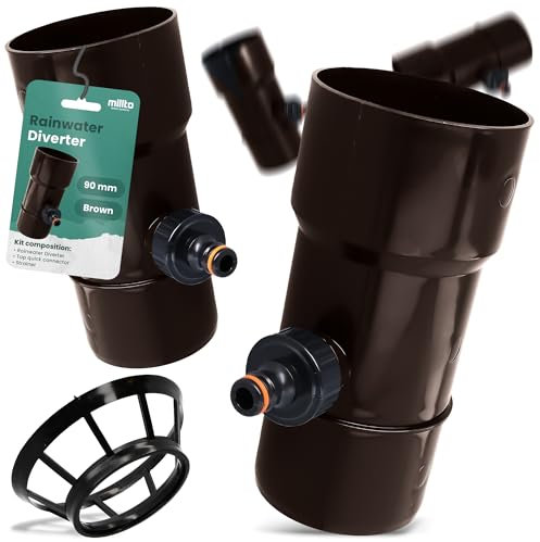 Millto™ Regensammler Dachrinnenablauf für Regentonne DN Ø90 mm 1 AG Schwarz | Wasserfänger Wassersammler Regenwasser Fallrohr Regenwassersammler Fallrohrfilter Anschluss für Schnellkupplung