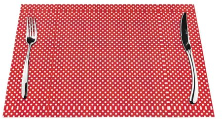 Elegantes gewebtes Tischset mit roten und weißen Punkten, langlebig, waschbar, exquisite Kaffeematte, ideales Zubehör für den Esstisch
