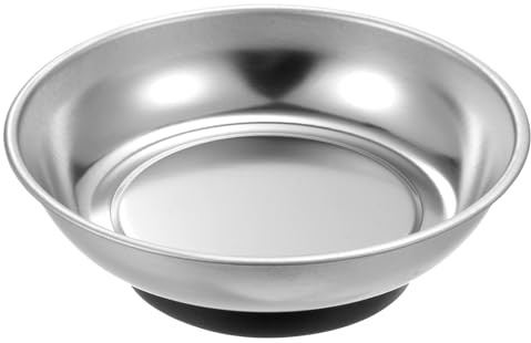 sourcing map Round Magnetic Tray 4 x 1.26 Stainless Steel Magnet Tool Tray Parts Holder for Socket Screw Nuts Bolts Pin Washers Metal Parts