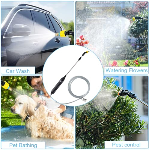 YANGUN Rociador de Jardin Electrico, Pulverizador Electrico, Varita Pulverizadora Eléctrica con 3 Boquillas Regulable y 5M Manguera, USB Recargable, pulverizador de energía de batería