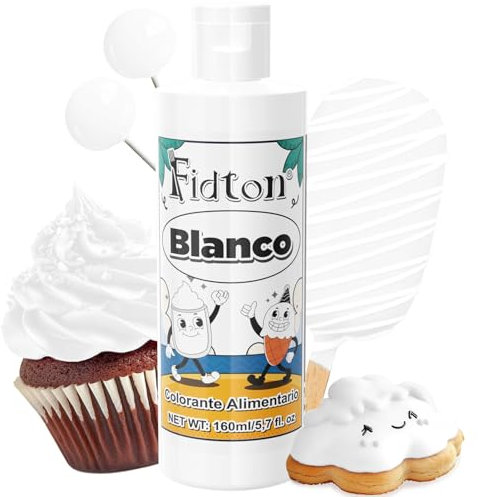 Colorante Alimentario 160ml - Gran Capacidad Colorantes Alimentarios Reposteria Altamente Concentrado para Decoración de Pasteles, Colorante Alimenticio para Fondant Colores, Macarrone - Blanco