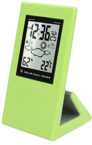 Display LCD Orologio di umidità della Temperatura e della Temperatura Alimentato a Batteria Solare con Timer per la Serra della Scuola di Casa e Ufficio (GREEN)