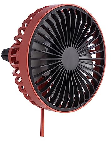 Amosfun Car Fan Portable Mini Cool Fan Summer Car Gadget Decor Accessory Auto Automobile Red Abs Pp Material