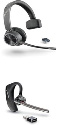 Poly Voyager 4310 & 5200 UC Wireless Headsets Bundle - Single-Ear Noise-Canceling Bluetooth Headsets w/Charging Case - Connect Mobile/Mac/PC via Bluetooth - Works w/Teams, Zoom