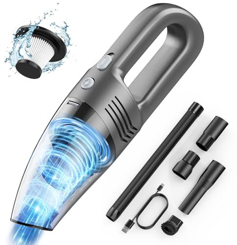 Totally Kitchen Aspirador De Mano, 120W Aspiradora Coche con Lavable Filtro Hepa, Recargable por Type - C, Aspiradora Sin Cable Coche Kit para DoméSticas Mascotas y Coche