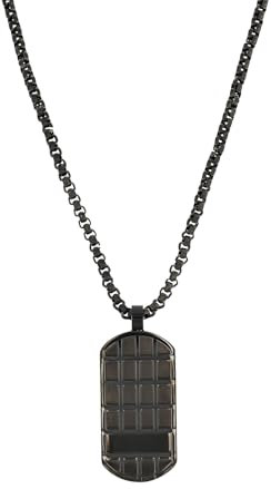 s.Oliver Kette mit Anhänger Edelstahl Herren Halsschmuck, 55+5 cm, Schwarz, Kommt in Schmuck Geschenk Box, 2038876
