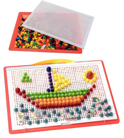 Spiel Nägel für Kinder, 320 Teile, im Koffer, Mosaik mit großen, kleinen und mittleren Knöpfen, komplettes pädagogisches Puzzle