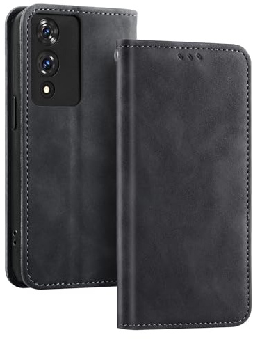 JNERBUYI Leder Hülle für Cubot A10, Flipcase Handyhülle mit Hautfreundliche Stoßfeste Geldbörse, Hochwertige Business Schutzhülle. Schwarz