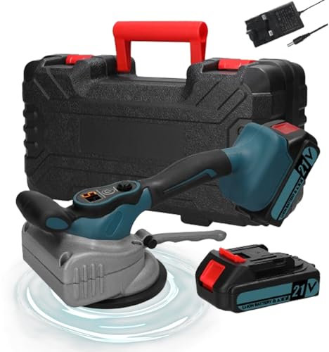 Geevorks Machine à carrelage automatique 21 V haute capacité de charge pour carrelage mural et sol - Outil vibrant portatif - Ventouse élargie avec niveleur à bulles
