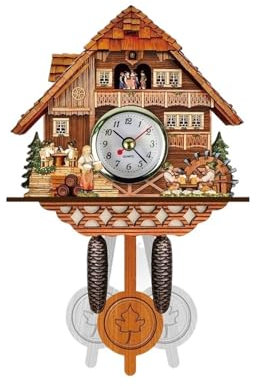 KHUSZTMI Kuckucksuhr Kuckucksuhr, Kuckucksuhr, Holzpendel, schwingender Vogel, dekorative Hängezeit, Wecker, Wohnzimmer, Heimdekoration Cuckoo Clock(11)
