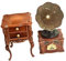 Oshhni Miniatur-Grammophon, Mini-Phonograph, 1:12, mit Schrank, Retro, für Fotografie-Requisiten
