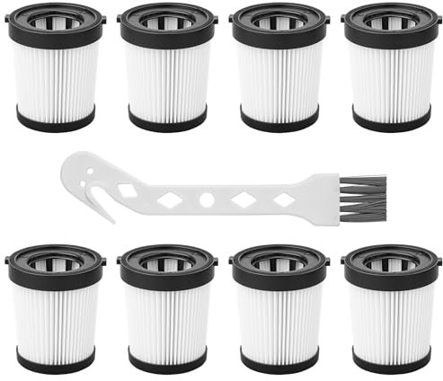8uds Repuesto Filtro HEPA para Aspiradora Compatible con Fabuletta FSV101 y FSV001, Filtros HEPA para Aspiradoras Varilla Inalámbricas con Cepillo Limpieza para Girnoor G165 G160 Afoddon A300