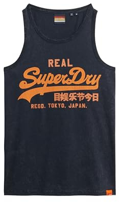Superdry Herren Vintage Cali Trägerhemd mit Logo Finster Marineblau M