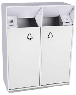 Lizhuzhuzs28 Bacs à ordures extérieurs Poubelle extérieure 38L/80L Poubelle carrée en métal Blanc à Double Baril, Poubelle Commerciale Domestique Moderne (avec cendrier) Poubelle(Grand)