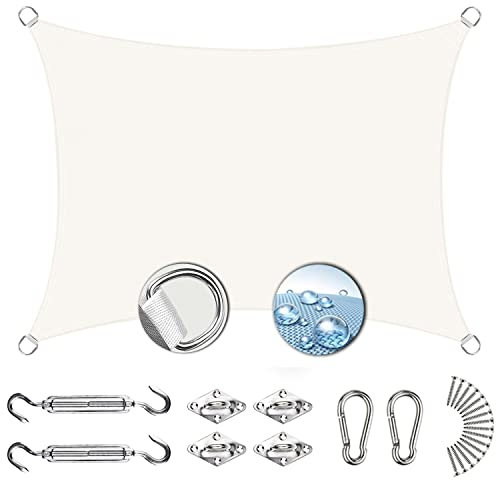 Outdoor-Sonnensegel, 3 x 5,4 m, 90 % UV-Schutz, Anti-UV-Gewebe, langlebig, quadratisch, Gartenschirm, Hellgrau