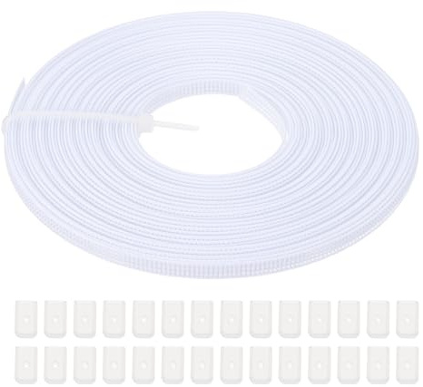 PATIKIL Das Nähen von Knochen, 10 Yard 5mm breites Polyester-Näh-durch niedrige Dichte Korsett-Knochen mit 40 Stück Endkappen für Korsett Hochzeitskleid Hut Kappe DIY, Weiß
