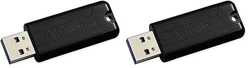 Verbatim Pinstripe USB-Stick, 128GB, USB 3.2 Gen 1, USB Speicherstick, externer Speicher für Laptop Notebook Ultrabook TV Autoradio, USB-3, Datenstick mit Schiebemechanismus, schwarz (Packung mit 2)
