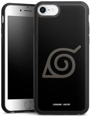 Holz Case kompatibel mit Apple iPhone 8 Walnuss Handyhülle Echtholz Hülle Konoha Logo Naruto Shippuden