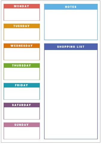 Lerelin Magnetic Weekly Planner, A4 Magnetic Whiteboard, Meal Planner and Shopping List, Fridge Whiteboard for Meal Prep, Memo Board, Multicolor